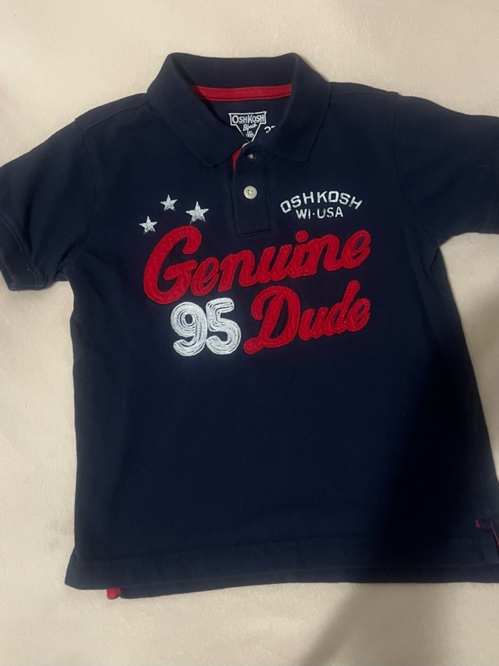 OshKosh B'gosh Navy Polo with Red 'Genuine Dude' Script